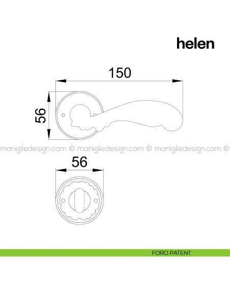 Maniglia per porta Helen Poggi Mariani con rosetta tonda foro patent
