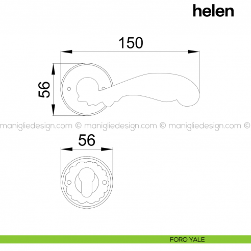 Maniglia per porta Helen Poggi Mariani con rosetta tonda foro yale