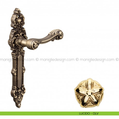 Maniglia per porta con placca Isana Poggi Mariani lucido OLV - cieca