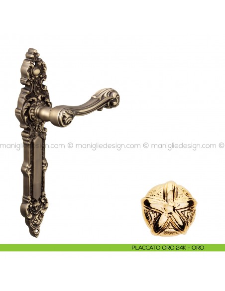 Maniglia per porta con placca Isana Poggi Mariani placcato oro 24K - ORO cieca