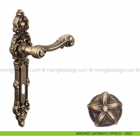 Maniglia per porta con placca Isana Poggi Mariani bronzo satinato opaco - BSO foro patent