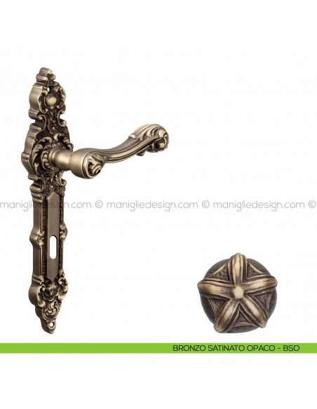 Maniglia per porta con placca Isana Poggi Mariani bronzo satinato opaco - BSO foro patent