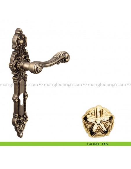 Maniglia per porta con placca Isana Poggi Mariani lucido - OLV foro yale