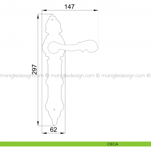 Maniglia per porta con placca Isana Poggi Mariani cieca