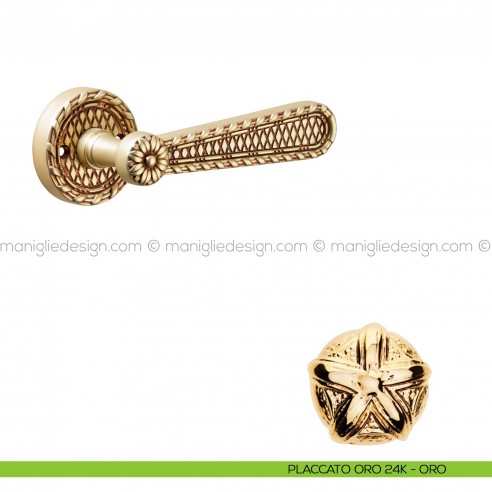 Maniglia per porta Jordan Poggi Mariani con rosetta tonda placcato oro 24K - ORO