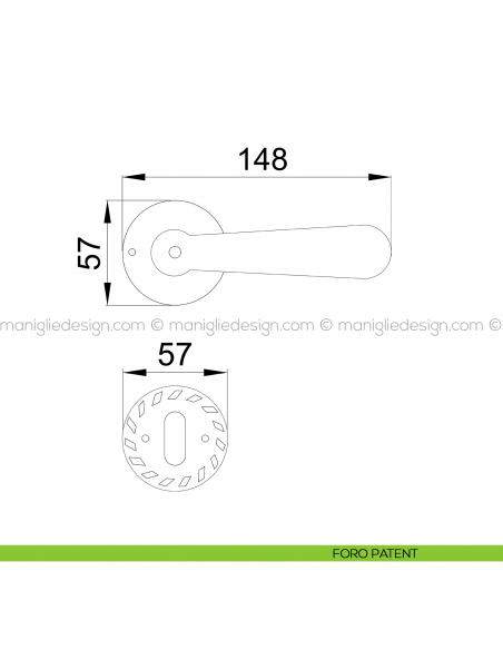 Maniglia per porta Jordan Poggi Mariani con rosetta tonda foro patent