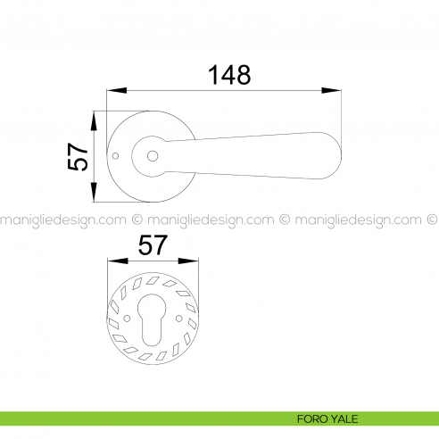 Maniglia per porta Jordan Poggi Mariani con rosetta tonda foro yale