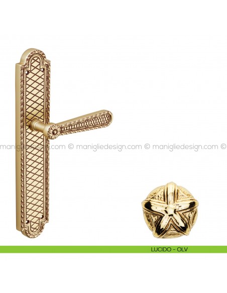 Maniglia per porta con placca Jordan Poggi Mariani lucido - OLV cieca