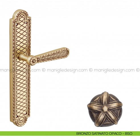 Maniglia per porta con placca Jordan Poggi Mariani bronzo satinato opaco - BSO cieca