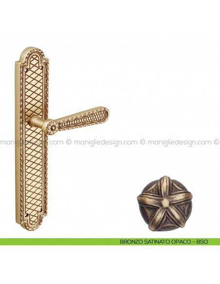 Maniglia per porta con placca Jordan Poggi Mariani bronzo satinato opaco - BSO cieca