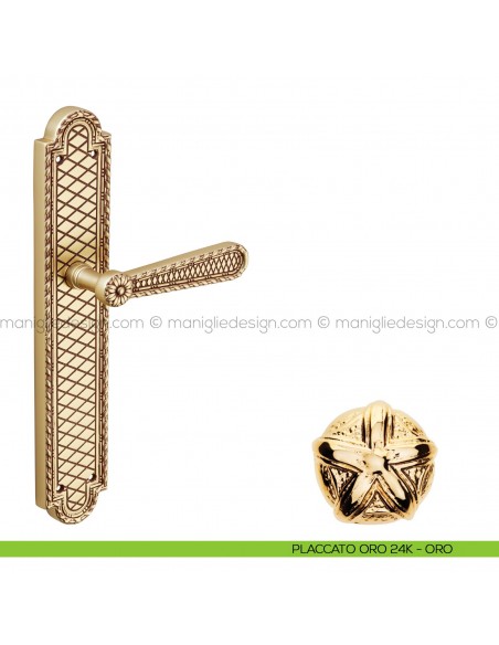 Maniglia per porta con placca Jordan Poggi Mariani placcato oro 24K - ORO cieca