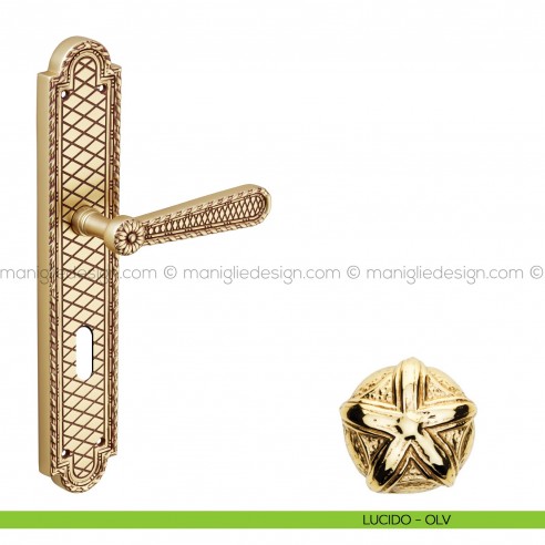 Maniglia per porta con placca Jordan Poggi Mariani lucido - OLV foro patent