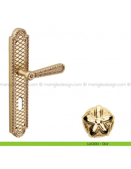 Maniglia per porta con placca Jordan Poggi Mariani lucido - OLV foro patent