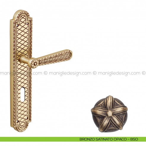 Maniglia per porta con placca Jordan Poggi Mariani bronzo satinato opaco - BSO foro patent