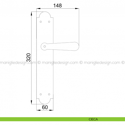 Maniglia per porta con placca Jordan Poggi Mariani cieca