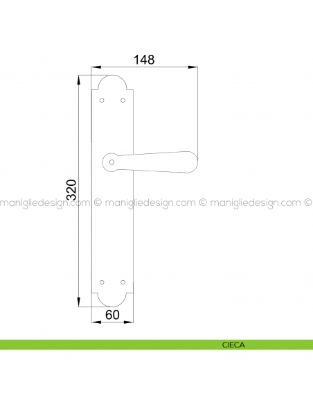 Maniglia per porta con placca Jordan Poggi Mariani cieca
