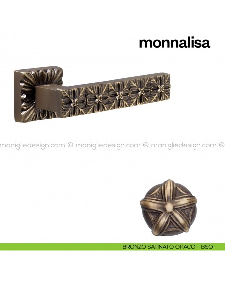 Maniglia per porta Monnalisa Poggi Mariani con rosetta quadrata bronzo satinato opaco - BSO