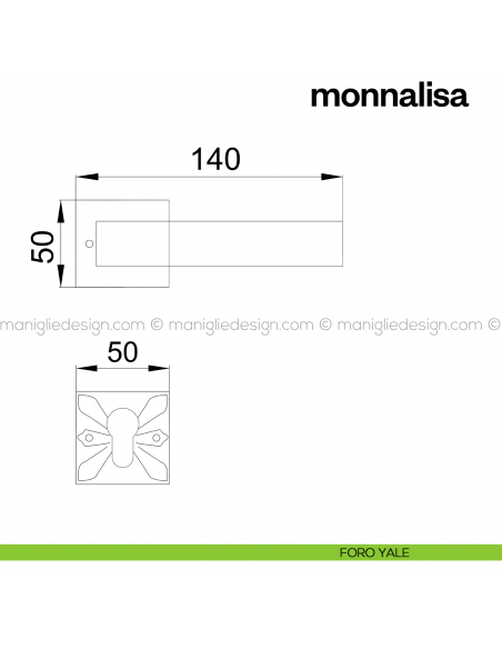 Maniglia per porta Monnalisa Poggi Mariani con rosetta quadrata foro yale