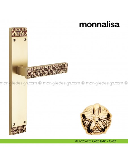 Maniglia per porta con placca Monnalisa Poggi Mariani placcato oro 24K - ORO cieca