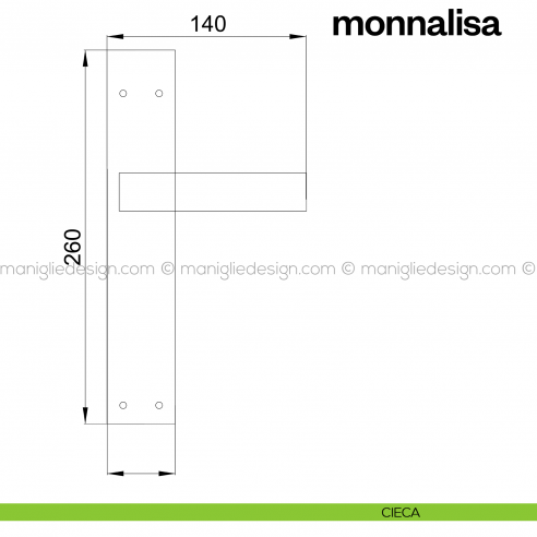 Maniglia per porta con placca Monnalisa Poggi Mariani cieca