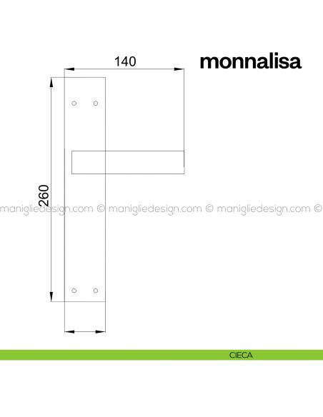 Maniglia per porta con placca Monnalisa Poggi Mariani cieca