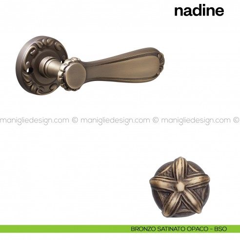 Maniglia per porta Nadine Poggi Mariani con rosetta tonda Bronzo satinato opaco -BSO