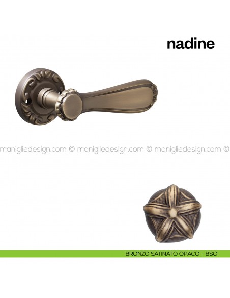 Maniglia per porta Nadine Poggi Mariani con rosetta tonda Bronzo satinato opaco -BSO
