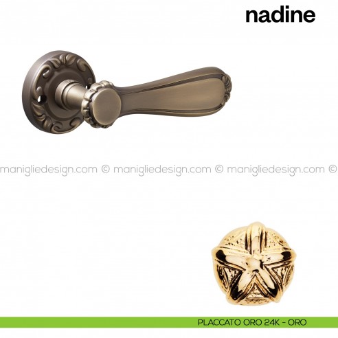 Maniglia per porta Nadine Poggi Mariani con rosetta tonda Placcato oro 24K -ORO