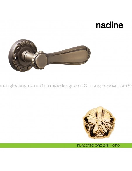 Maniglia per porta Nadine Poggi Mariani con rosetta tonda Placcato oro 24K -ORO
