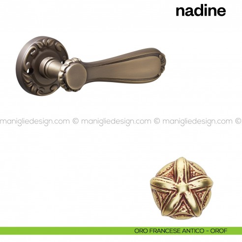 Maniglia per porta Nadine Poggi Mariani con rosetta tonda Oro francese antico -OROF