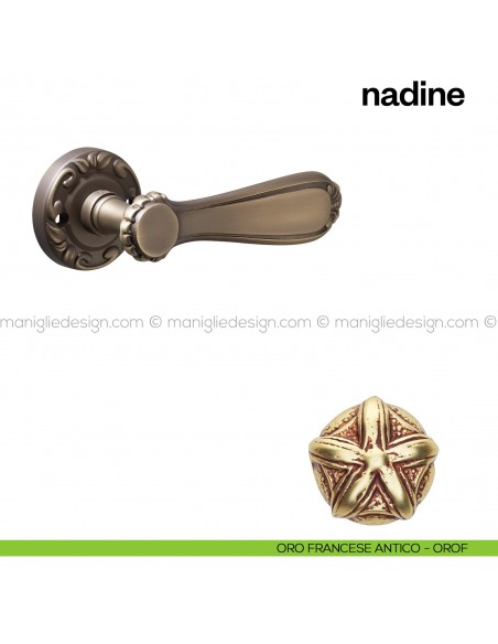 Maniglia per porta Nadine Poggi Mariani con rosetta tonda Oro francese antico -OROF