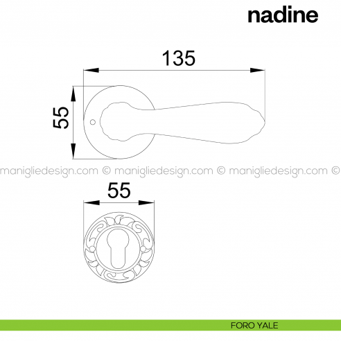 Maniglia per porta Nadine Poggi Mariani con rosetta tonda foro yale