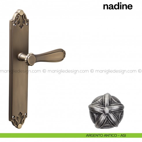 Maniglia per porta con placca Nadine Poggi Mariani Argento antico - ASI