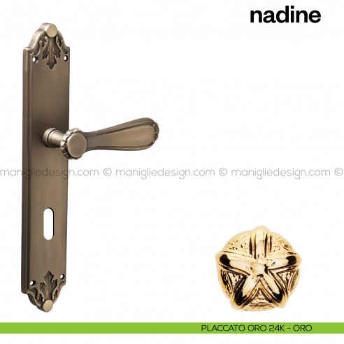 Maniglia per porta con placca Nadine Poggi Mariani Placcato oro 24K - ORO foro patent