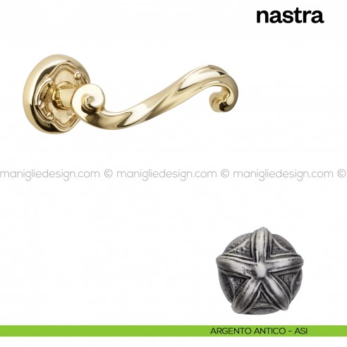 Maniglia per porta Nastra Poggi Mariani con rosetta tonda Argento antico - ASI