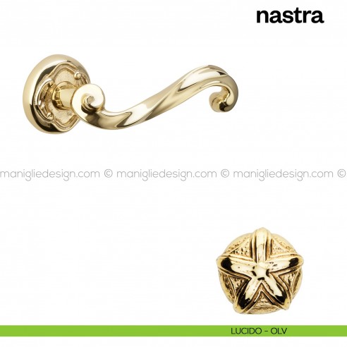 Maniglia per porta Nastra Poggi Mariani con rosetta tonda Lucido - OLV