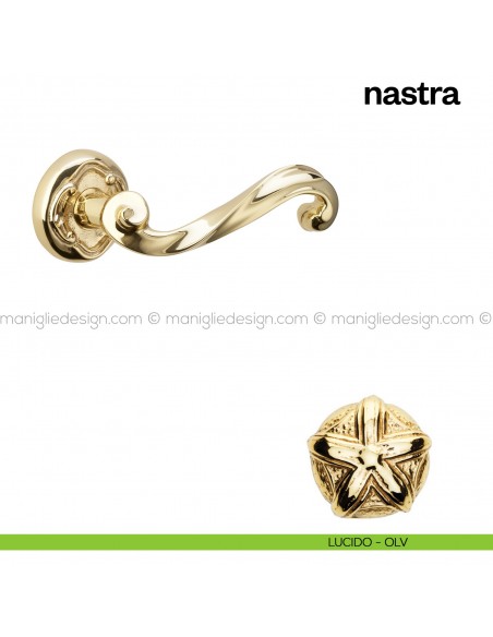 Maniglia per porta Nastra Poggi Mariani con rosetta tonda Lucido - OLV