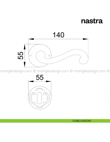 Maniglia per porta Nastra Poggi Mariani con rosetta tonda foro patent