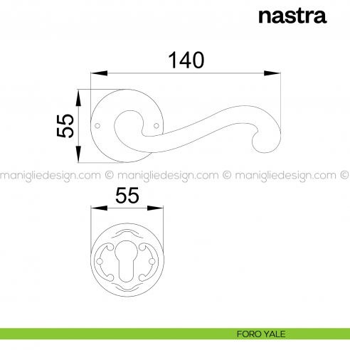 Maniglia per porta Nastra Poggi Mariani con rosetta tonda foro yale