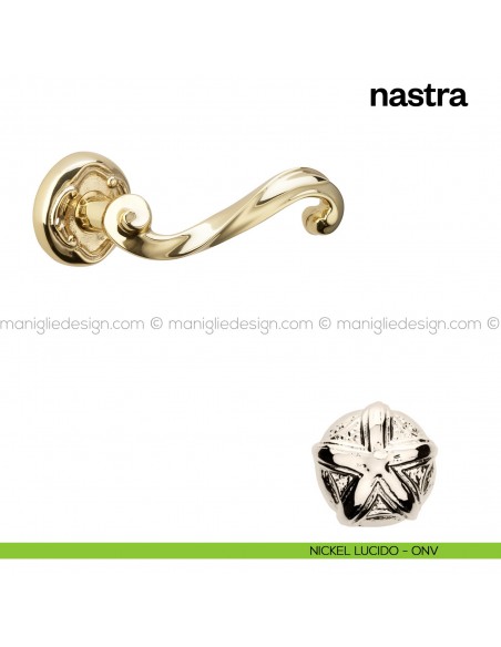 Maniglia per porta Nastra Poggi Mariani con rosetta tonda Nickel lucido - ONV