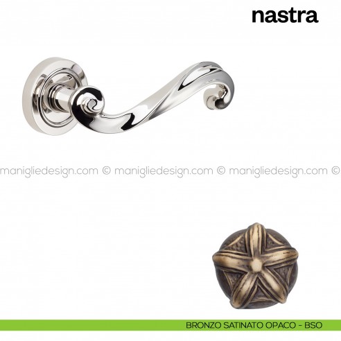 Maniglia per porta Nastra Poggi Mariani con rosetta semplice tonda Bronzo satinato opaco - BSO