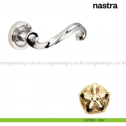 Maniglia per porta Nastra Poggi Mariani con rosetta semplice tonda Lucido - OLV