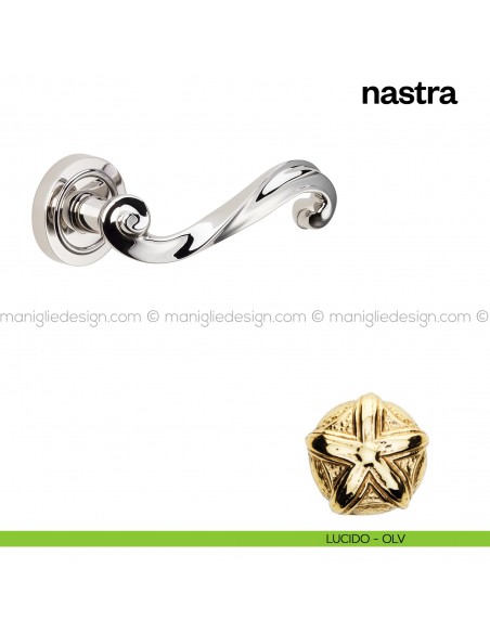 Maniglia per porta Nastra Poggi Mariani con rosetta semplice tonda Lucido - OLV