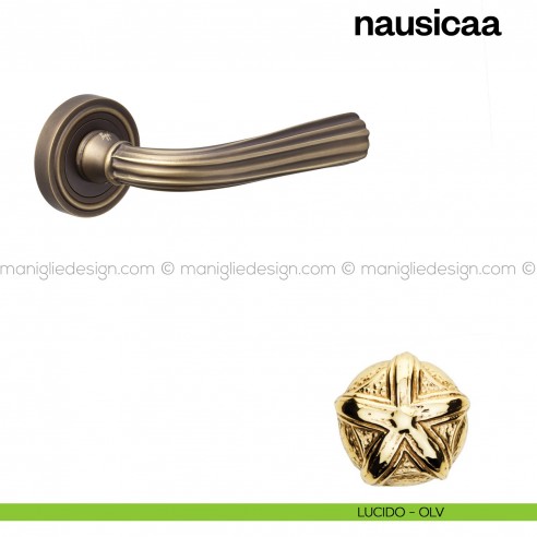 Maniglia per porta Nausicaa Poggi Mariani con rosetta tonda lucido - OLV