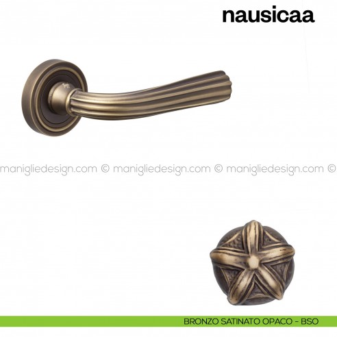 Maniglia per porta Nausicaa Poggi Mariani con rosetta tonda bronzo satinato opaco - BSO