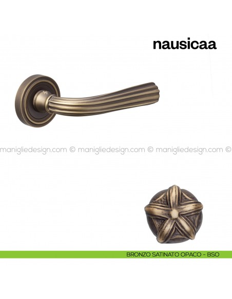 Maniglia per porta Nausicaa Poggi Mariani con rosetta tonda bronzo satinato opaco - BSO