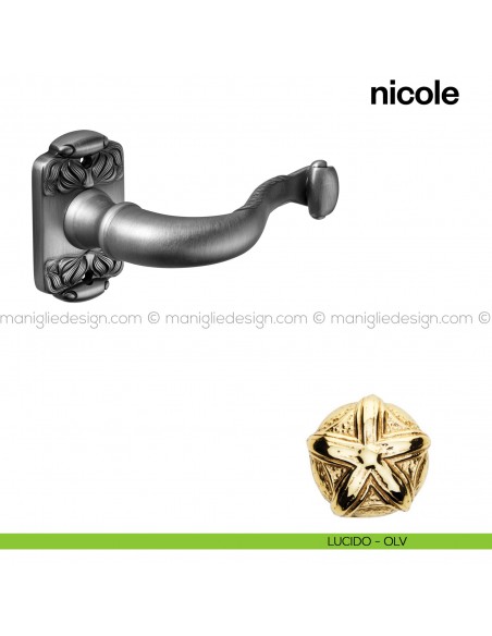 Maniglia per porta Nicole Poggi Mariani con rosetta rettangolare lucido - OLV