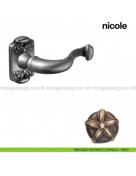 Maniglia per porta Nicole Poggi Mariani con rosetta rettangolare bronzo satinato opaco - BSO