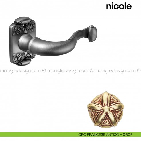 Maniglia per porta Nicole Poggi Mariani con rosetta rettangolare oro francese antico - OROF