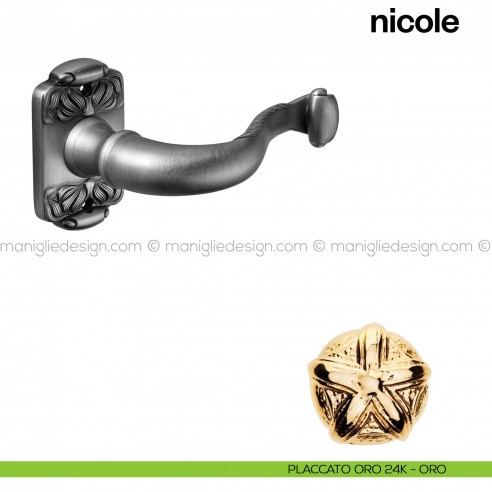 Maniglia per porta Nicole Poggi Mariani con rosetta rettangolare placcato oro 24K - ORO
